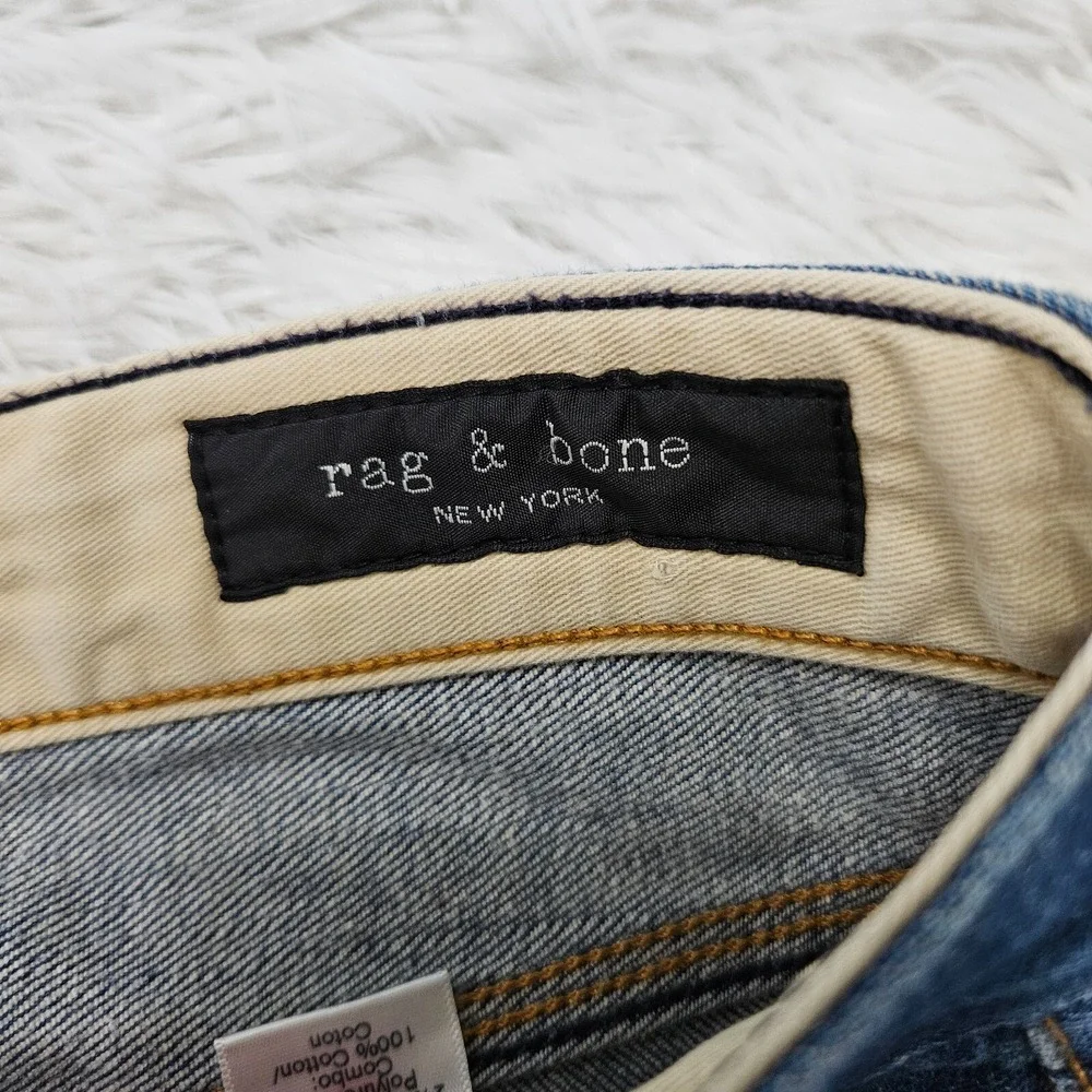 Rag & Bone Men's Sz 30x32 Denim Blue Button Fly Slim Straight Linen Rinse‎ Jeans